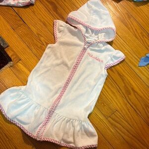 Kids Hooded Pajamas with Pink Trim Monogrammed “Charlotte”